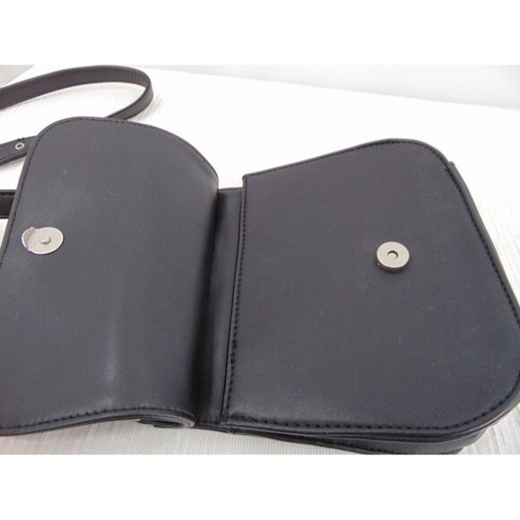 Matt Nat Black Vegan Small Purse Cross Body Bag Flap Snap Adjustable Strap Luna - Picture 5 of 8